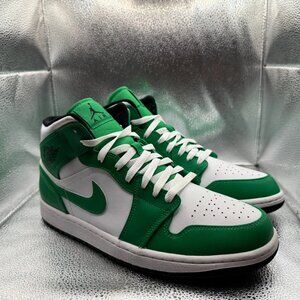 Size 10.5 Nike Air Jordan 1 Retro Mid Lucky Green White Mens Sneaker DQ8426-301